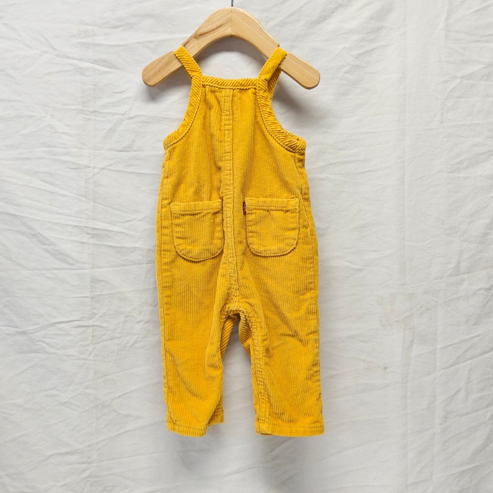 Levi's Overalls Kids 6M/9M Mustard Yellow‎ Corduroy Cotton Bib Jumpsuit